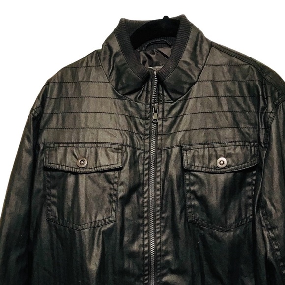 NWOT INC International Concepts Moto Aviator Bomber Jacket Coated Cotton Large - Picture 3 of 6